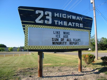 US-23 Drive-In Theater - Marquee - Photo From Water Winter Wonderland